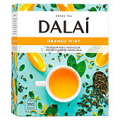 Чай зеленый Dalai Orange Mint с мелиссой мятой и цедрой апельсина, 100х1,5г