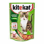 Корм консервированный Kitekat для взрослых кошек Нежный кролик в желе 85 г