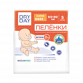 Пелёнки детские гигиенические одноразовые впитывающие Dry Day 0+ 60х90см, 5шт