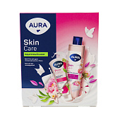 Набор подарочный Aura Skin Гель для душ ваниль, 250мл + крем для рук, 75мл