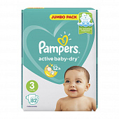 Подгузники Pampers Active Baby-Dry Midi 6-10кг, 82шт