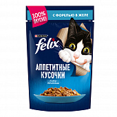 Корм консервированный Felix Аппетитные кусочки для кошек с форелью, 85 г