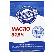 Масло Минская Марка сладкосливочное несоленое 82,5%, 180г
