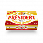 Масло кислосливочное несоленое President 82%, 180г