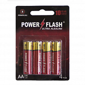 Батарейки Power Flash Ultra Alkaline АА, 4шт