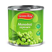 Горошек зеленый консервированный Green Ray без ключа, 425мл