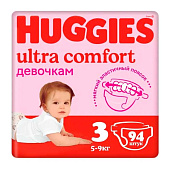 Подгузники детские Huggies Ultra Comfort гига 3 бой, 94 шт