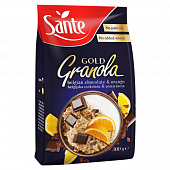  Хлопья цельнозерновый Sante Granola Gold с бельгийским шоколадом и апельсином, 300г 